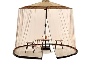 Patio Umbrella Netting with TPU Water Pipe Adjustable String Bug- Screen for Outdoor Porch Fits 7-11ft Umbrellas