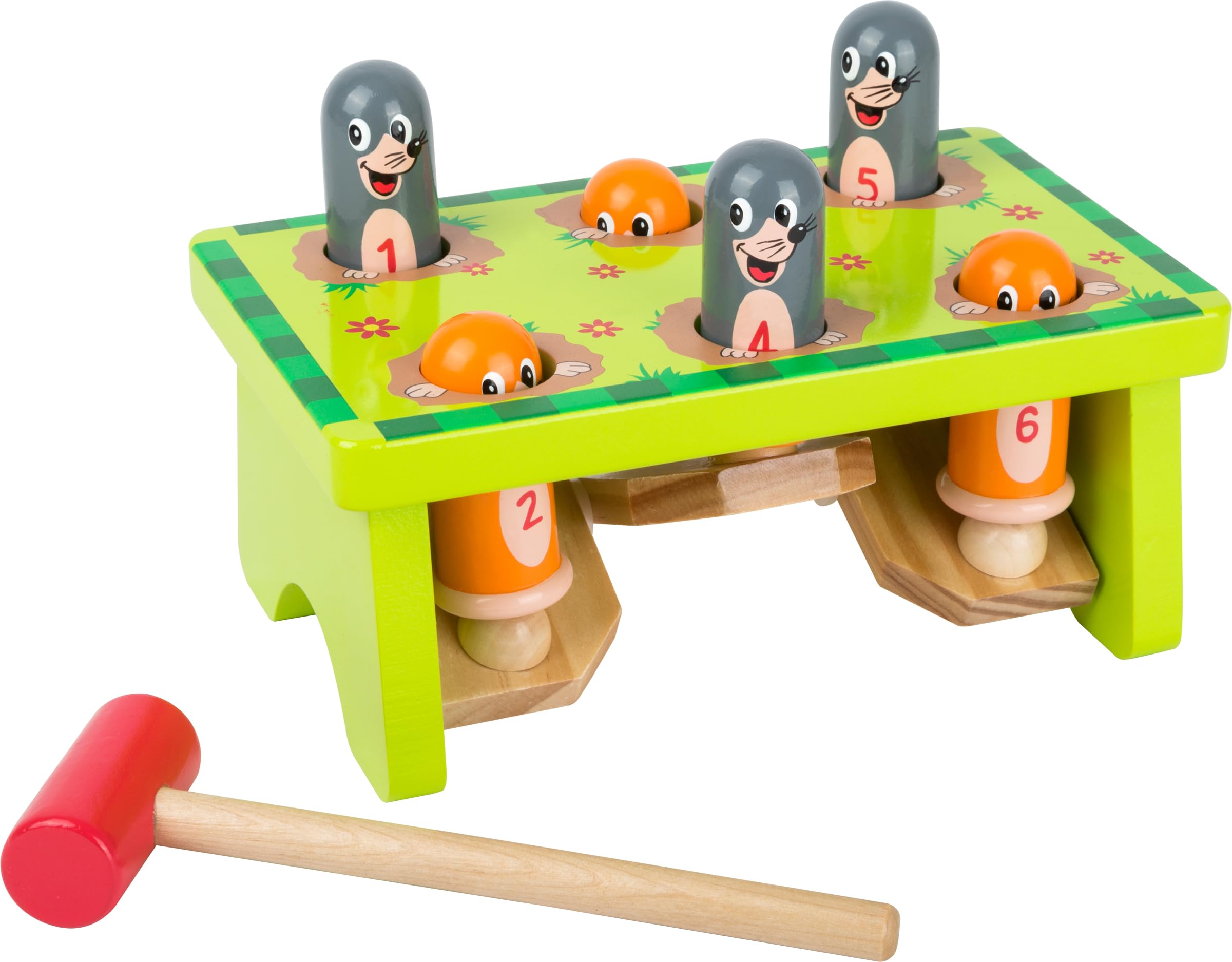 Small Foot Mole 11162 Knock Bench 100% Certified Wood Robust Hammer Game from 18 Months