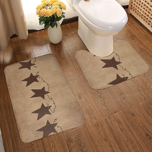 Amazon Com Vbcdgfg Bathroom Rugs Sets 2 Piece Rusty Stars Vintage Primitive Country Rustic Soft Anti Slip Bath Rug Mats Set U Shaped Toilet Mat Absorbent Bath Rugs 19 5 X 31 5 Inch Home Kitchen