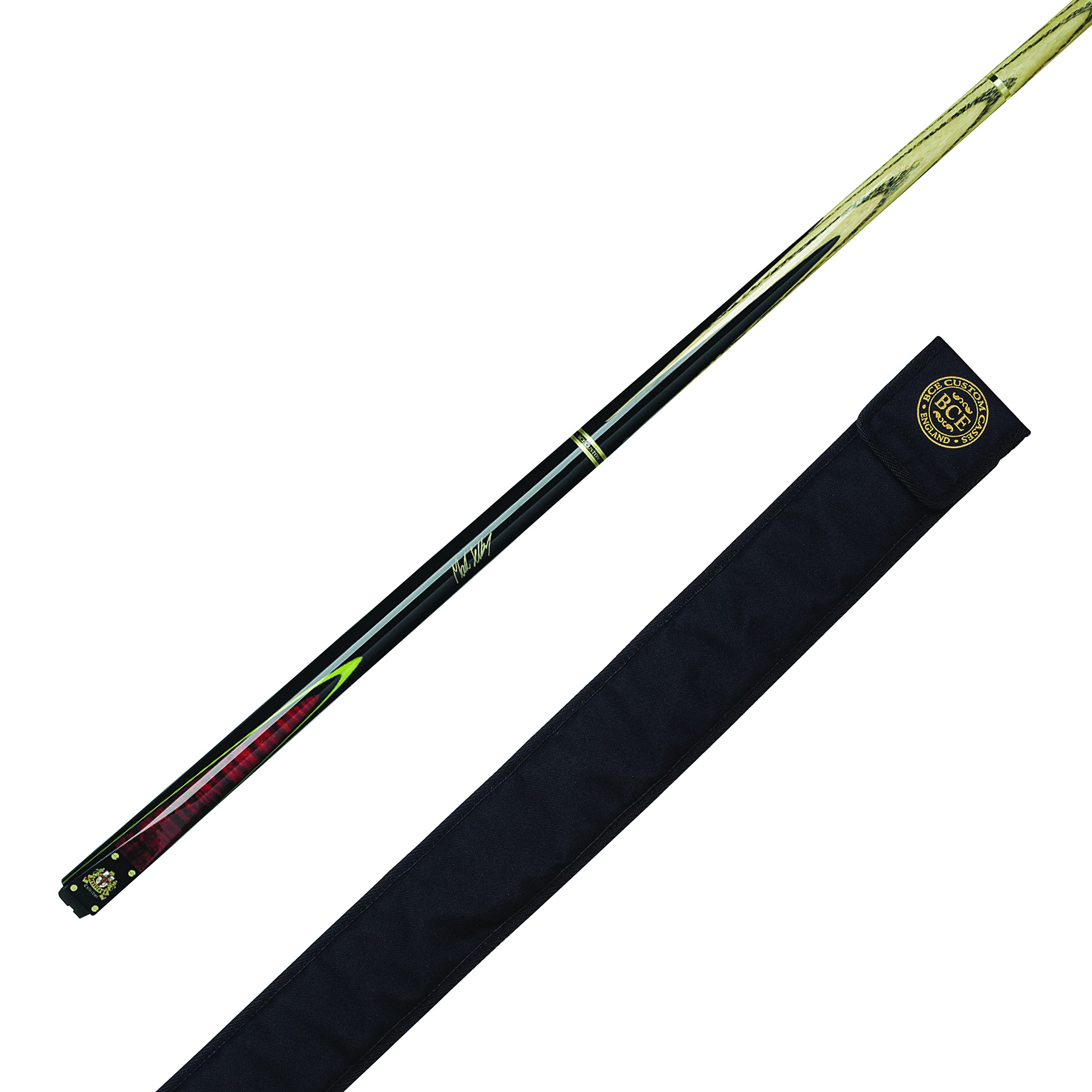 BCE Her-200 Heritage 2 Piece Cue with Matching Grain 145cm 9 5mm Tip, Black butt/natural wood shaft, 57 UK