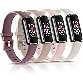 4 Pack Bands for Fitbit Luxe Bands, Soft Silicone Wristband Replacement Strap for Fitbit Luxe/Luxe Special Edition Fitness Tracker Women Men (Light Pink/Starlight/Smoke Violet/Milk Tea, Small)