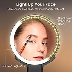 Travel Makeup Mirror with Lights, Lightened 10X/1X