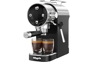 Ollygrin Espresso Machine,15 Bar Semi-Automatic Espresso Maker with Milk Frother,Touch Screen Black Stainless Steel Coffee Machine with 40oz Removable Water Tank,Cappuccino,Latte,Americano for Home