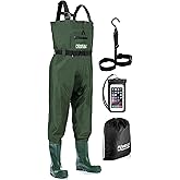 Foxelli Chest Waders – Waterproof 2-ply Nylon/PVC Camo Hunting Fishing Waders for Men and Women with Boots