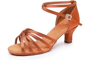 Rosefinch Women's Latin Dance Shoes Satin Professional Ballroom Salsa Practice Performance Wedding Dancing Shoes