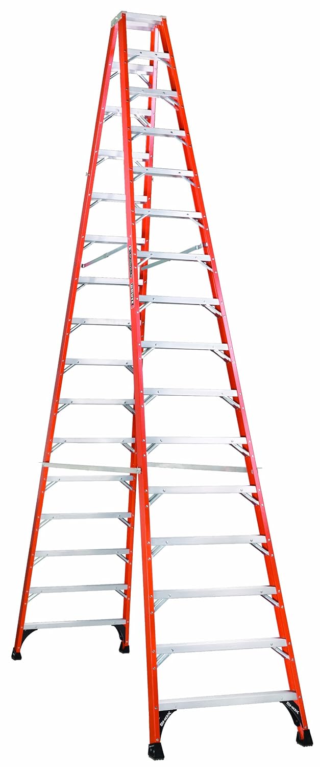 Louisville Ladder FM1416HD Fiberglass Twin Front Ladder, 16 Feet, 375 Pound Duty Rating