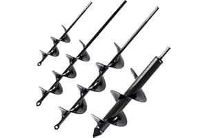 VASGOR Set of 4 (1.6x9, 2x14.5, 2.6x16.5, 3x12) Auger Drill Bit for Planting - Easy Planter Garden Auger - Bulb & Bedding Plant Augers - Posthole Digger for 3/8” Hex Drive Drill