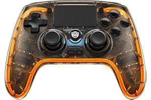 NYXI Wireless Controller for PS4, Hall Effect Joysticks Triggers, Transparent Controller with Breathing RGB Light, Programmab