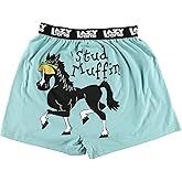 Lazy One Funny Animal Boxers, Novelty Boxer Shorts, Humorous Underwear, Gag Gifts for Men, Horse (Stud Muffin, Medium)