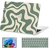 AKIT Compatible with Microsoft Surface Laptop case 15 inch 2024-2025 Model 2037, Unique Pattern Hard Shell Case+Screen Protector+Keyboard Cover for Microsoft Surface Laptop 7 15 inch case, Green Wave