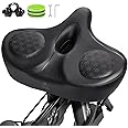 Zacro Comfort Bike Seat for Women & Men, Wide, Memory Foam Padded, Dual Shock Absorbing, Oversized Saddle Fit for Peloton, Outdoor & Indoor Cycling
