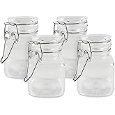 3 1/4" Square Glass 3oz Jar with Hinge Glass Lid for Home Kitchen, Arts & Crafts Projects, Decoration, Snack Foods and Sauces