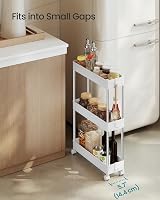 SONGMICS 3-Tier Storage Trolley with Wheels Cloud White KSC007W01 14.4 x 42 x view 3