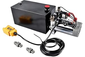 10 Quart Double Acting Hydraulic Pump, 12V DC 2.1HP Electric Hydraulic Power Unit with Metal Reservoir for Dump Trailers, 320