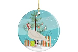 Caroline's Treasures Beltsville Small White Turkey Hen Christmas Ceramic Ornament, Teal Christmas Tree Hanging Decorations for Home Christmas Holiday, Party, Gift, 3 in, Multicolor
