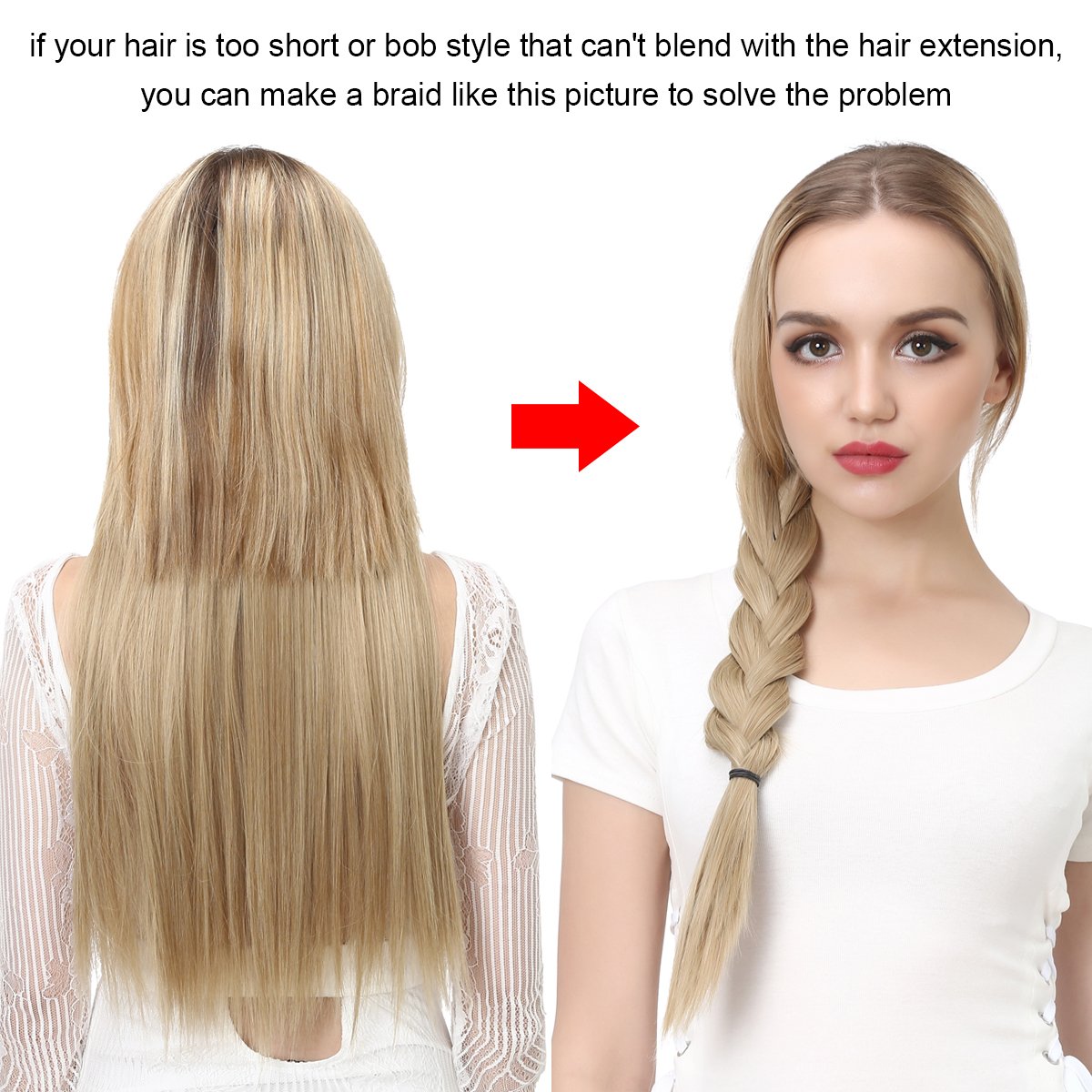 White Sarla 24 Straight 1pc 3 4 Full Head Clip In Hair