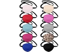 SATINIOR 10 Pieces Eye Patches Medical Adjustable Amblyopia Lazy Single Eye Patch Halloween for Left or Right Pink Black Eyes Silk Soft Single Pirate Costume for Adults Women Kids Girls Men, 10 Colors