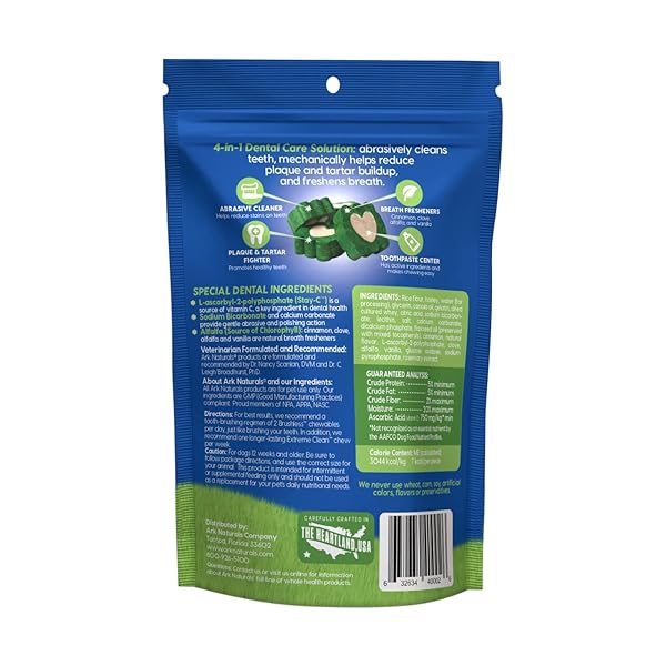 ARK NATURALS BRUSHLESS TOOTHPASTE, DOG DENTAL CHEWS FOR MINI BREEDS, FRESHENS BREATH, HELPS REDUCE PLAQUE & TARTAR, 4OZ, 1 PACK