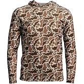 Whitewater Fishing Lightweight Long Sleeve Tech Hoodie with UPF Protection (US, Alpha, Small, Regular, Regular, Vintage Duck Camo)