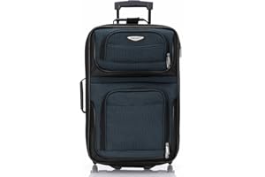 Travel Select Amsterdam 21-Inch Softside Expandable Carry-On Luggage, Lightweight 2-Wheel Upright, Expandable, TSA Lock, Navy
