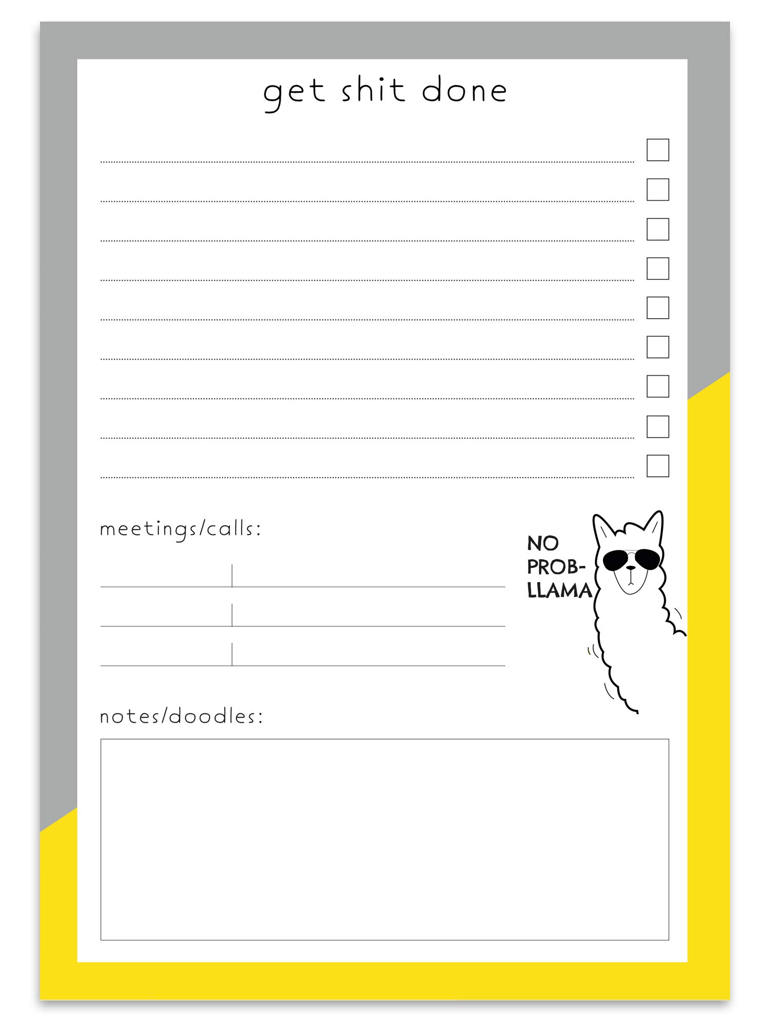 BYANIKA A5 Get Sh*t Done Daily Planner Pad | Productivity Organiser &n To Do List Notepad for Meetings, Calls, Notes & Doodles | 50 Tear-Off Sheets | 120gsm Paper | Great for Work or Home | Funny Pun