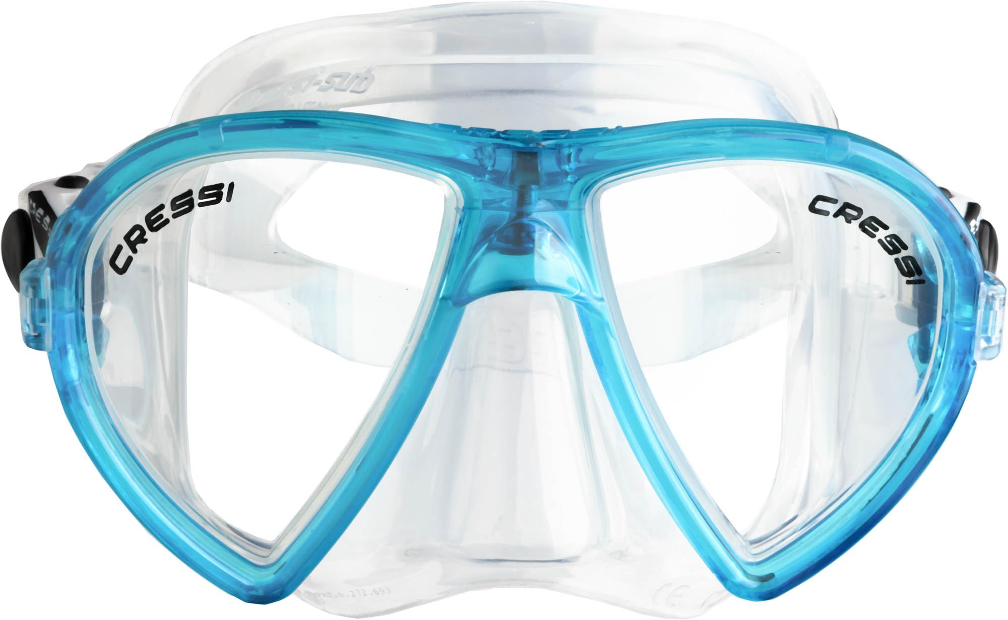 Cressi Ocean Mask - Unisex Diving Snorkeling Mask with Tempered Separated Glasses, Clear/Aquamarine — image 1