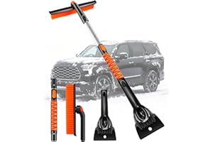 3-in-1 Snow Brush with Extendable Handle, 36 Inch Ice Scraper for Car Windshield Window, 360° Rotating Head, Anti-Slip Grip f