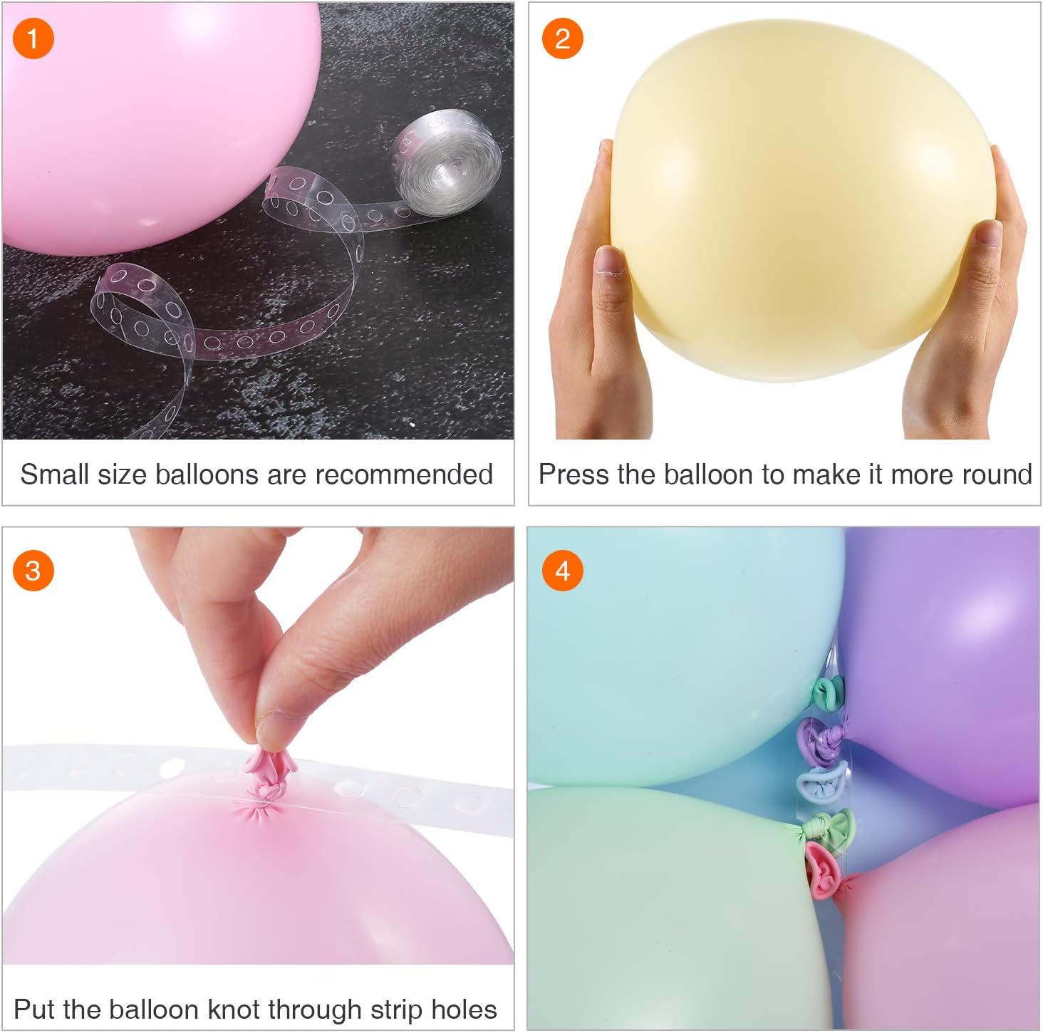 Tatuo Balloon Arch Kit Balloon Garland Decorating Strip Kit 2 Rolls Balloon Tape Strips with 2 Rolls Balloon Glue Point Dots Stickers (Single Hole): Toys & Games