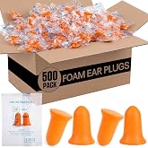 Relaxweex 500 Pairs Ear Plugs for Sleeping 33 db NRR Noise Canceling | Pre-Shaped &amp; Soft Foam, Disposable &amp; Individually Packaged for Shooting Range, Travel, Concert, Construction Work