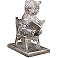 Young's Inc. Cat Figurine - Cute Cat Statue - Whimsical Cat Decor for Cat Lovers - Cat Collectibles and Meditation Decor - Cat Reading on The Chair - 4.33'' L X 2.56'' W X 4.72'' H