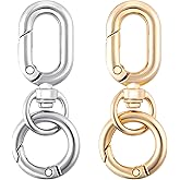 OIIKI 2 Sets Double Opening Swivel Clasp Clips, Metal Swivel Spring Snap Hooks, Key Chain Clip with Key Ring for DIY Crafts, Jewelry Clasps, Lanyard Making - Gold, Silver