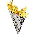 K-17 Medium Size French Newspaper Paper Cones for Food Service, Disposable Eco Friendly Holders for French Fries or other Snacks - 8.5 oz European Made (1465 Count Pack)