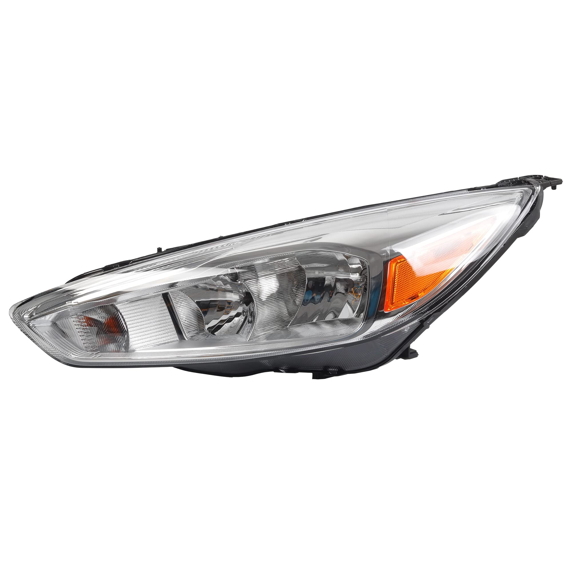 Photo 1 of Dasbecan Halogen Headlight Assembly Compatible With Ford Focus 3rd Gen 2015-2018 w/o LED DRL Left Driver Side Chrome Headlamp Replaces# F1EZ13008GT FO2502339