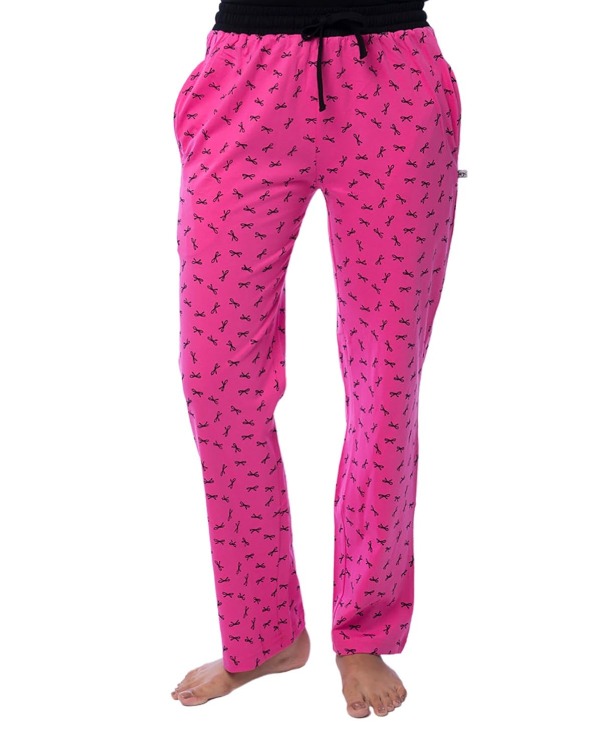 nite flite women's cute pink bow print cotton pyjamas