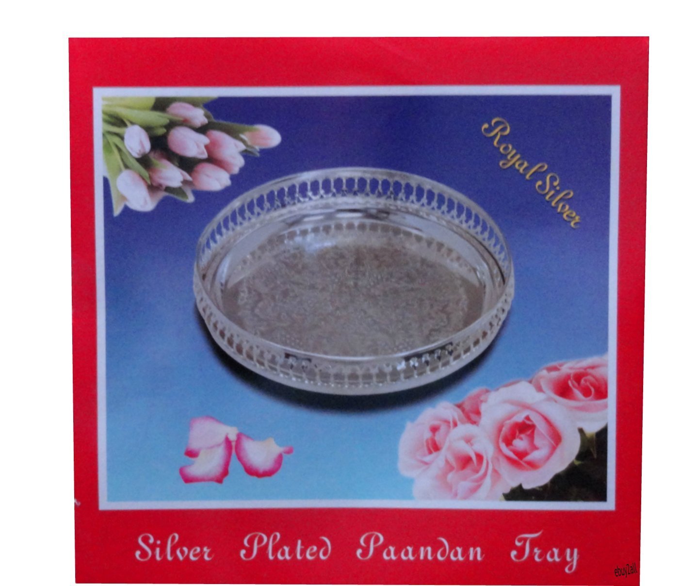 Royal Silver Round Stylish 23cm Silver Plated Paandan Tray Home Kitchen Restaurant Dining Etc