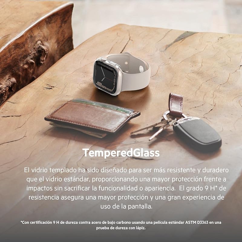 Capa ScreenForce para Apple Watch 40mm, 41mm, Series 8, SE, 7, 6, 5 e 4 com borda elevada e protetor de ecrã TemperedGlass integrado, resistente a riscos e fácil de instalação - Transparente