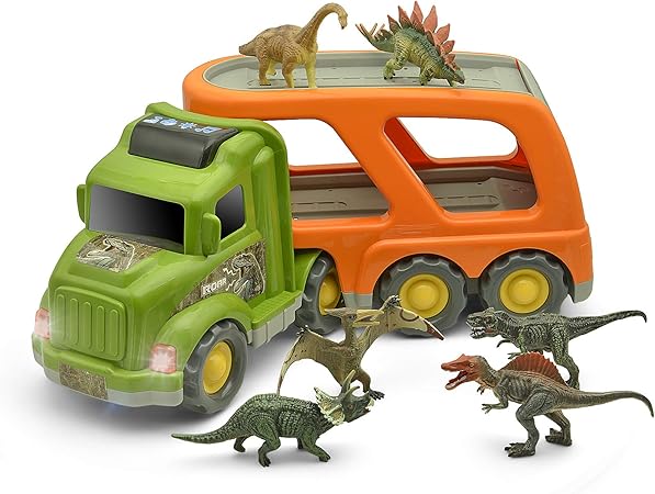 Amazon Beqool 恐竜おもちゃ 知育おもちゃ モンスター トラック マシン 恐竜パーティーの記念品 ゲーム 男の子 模型 モデルカー リアルな恐竜のおもちゃの車 誕生日用品 ティラノサウルスの恐竜のおもちゃ 1 3歳の子供に適用 祝い プレゼント ロボット 子ども向け