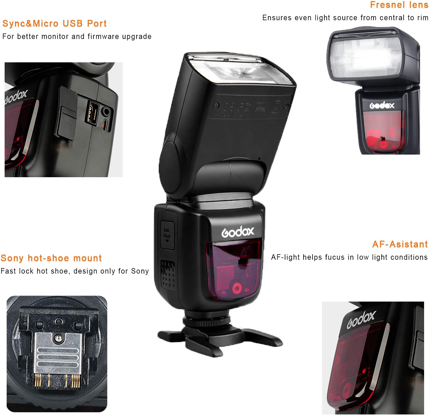 Godox V860II-S TTL Camera Flash for Sony 2.4G GN60 Speedlite,1/8000s HSS Speedlight - Image 5