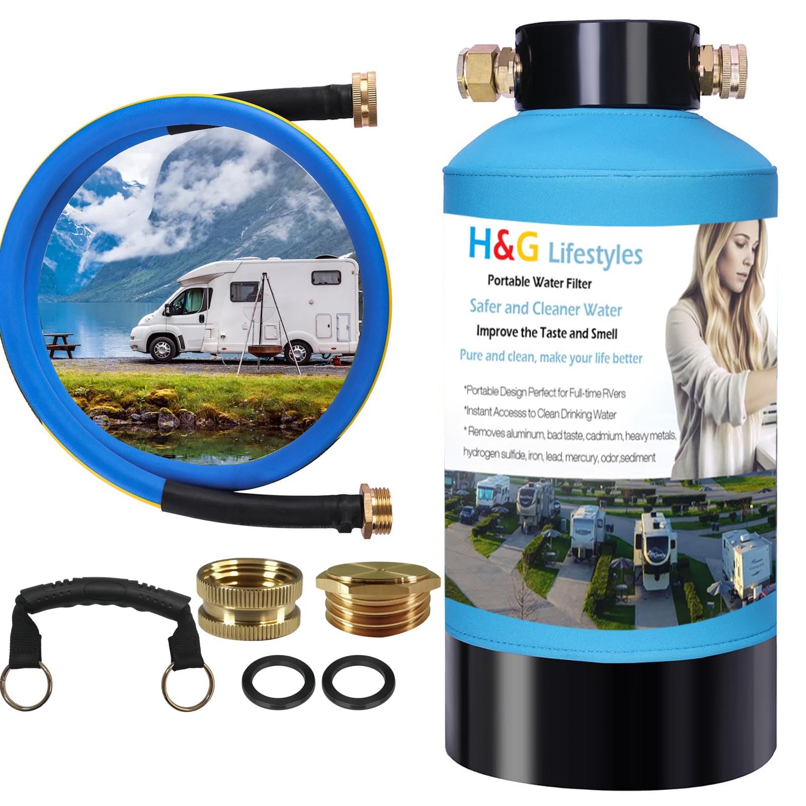 Photo 1 of H&G lifestyles ?RV Water Filter System,KDF GAC Carbon Water Filter for RV, Reduce Sulfur Odor Chlorine Heavy Metal,Improve Water Taste, with 3/4" GHT Brass Adapter,Water Filtration System for Camping