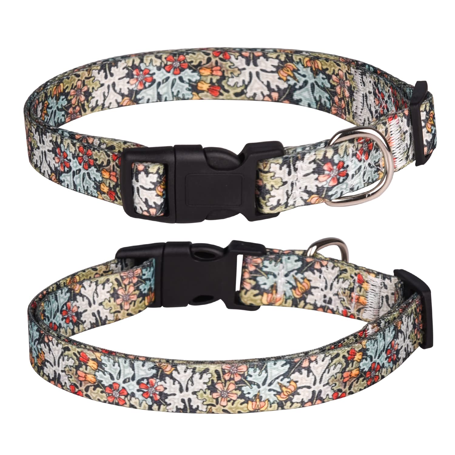 haoyueer Dog Collar for Small Medium Large Dogs, Cute Girl Dog Pet Collar Soft Adjustable Fancy Floral Girl Puppy Dog Collars (L:38-61CM, Green)