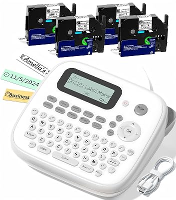 VolenGo Label Maker Machine with 4 Tapes, D210s Labelmaker, Replacement for Brother Ptouch Label Maker Machine, Waterproof Removable Freezer Food-Labels for Jars/Containers/Bottle