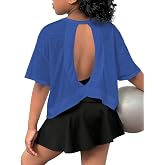 SOLY HUX Girl's Open Back Workout Tops Cute Summer T Shirts for Teens | Short Sleeve, Crew Neck, Running, Athletic, Summer Clothes