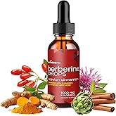musebeam Organic Berberine HCl 1000mg Liquid Drops - with Ceylon Cinnamon Turmeric Milk Thistle Artichoke - High Bioavailability Supplement for Men Women - Vegan Sugar Free Gluten Free 2fl. oz (60ml)