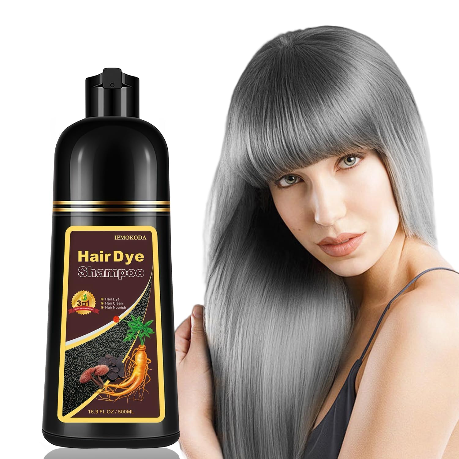 Photo 1 of Fvquhvo Silver Gray Hair Dye Shampoo, Hair Color Shampoo for Women Men, Long Lasting Silver Grey Hair Dye, Champu Para Canas, Colors in Minutes, Easy to Use, 16.90 Fl Oz