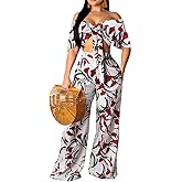 sexycherry Two Piece Outfits for Women Beach Bandage Crop Top Long Straight Pants Vacation Swimwear Cover Ups Sets