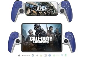KOIIKO Mobile Cloud Gaming Controller for iPhone 15/14, iPad, Tablet, Android/PC/Switch/PS3/PS4 Gamepad Joystick with Turbo, Streaming on PS5/PS4/Xbox/PC, Hall Effect/Hall Trigger, 6-Axis Gyro Sensor Blue