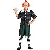 Fun Costumes - Child Munchkin Costume for Kids Plaid Button-Up Shirt, Drawstring Shorts - Green & White Striped Socks - Small