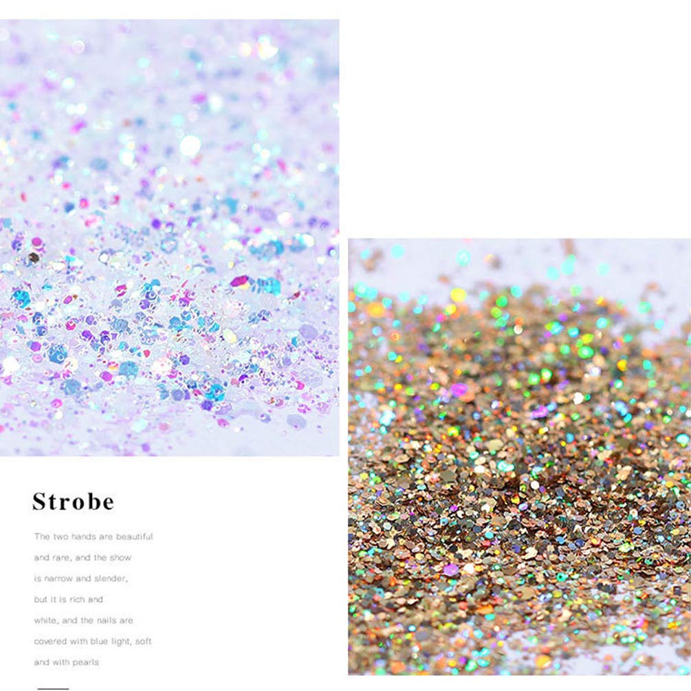 JASSINS 12 Colors Nail Holographic Glitter, Superfine Mixed Nail Sequins Decoration for Nails Art(Light Color): Beauty