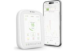 BREATHE Airmonitor Plus: Smart Air Quality Monitor Indoor - 8-in-1 CO2 Meter, Formaldehyde Detector, VOC Meter, PM1/2.5/10, Temperature & Humidity - Air Quality Tester for Home with App