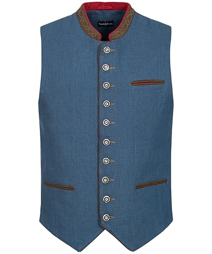 Tracht & Pracht - Herren Leinen Trachtenweste Weste